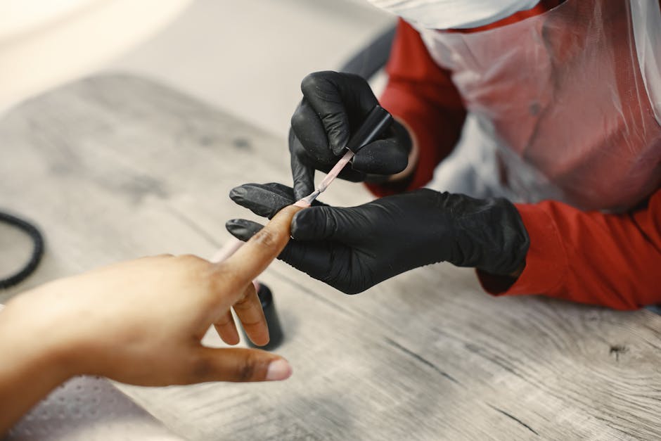 Nail salon technician at work