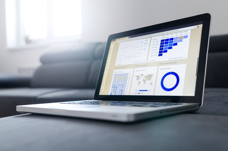 Business analytics dashboard on laptop screen